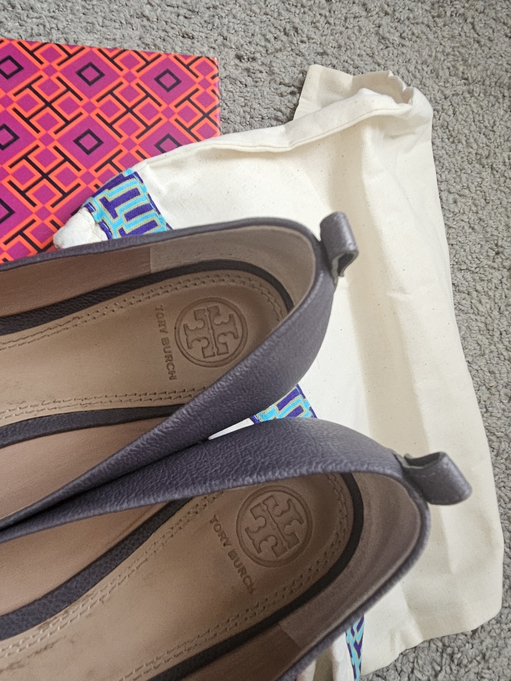 Tory Burch Gray Reva Deconstruction Ballet Flat Size 8.5 Box Dust Bag - Picture 7 of 7